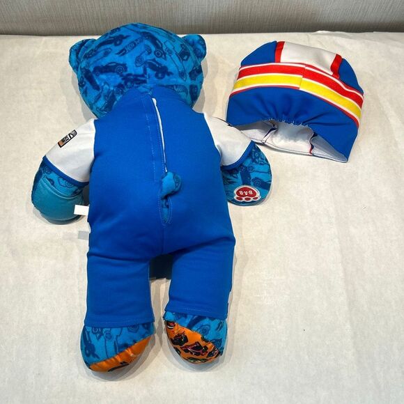 Build-A-Bear Workshop 2018 Hot Wheels 50th Anniversary Stuffed Bear Uniform Helm - Picture 3 of 6